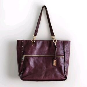 Badgley Mischka Burgundy Zippered Large Tote Shoulder Bag‎